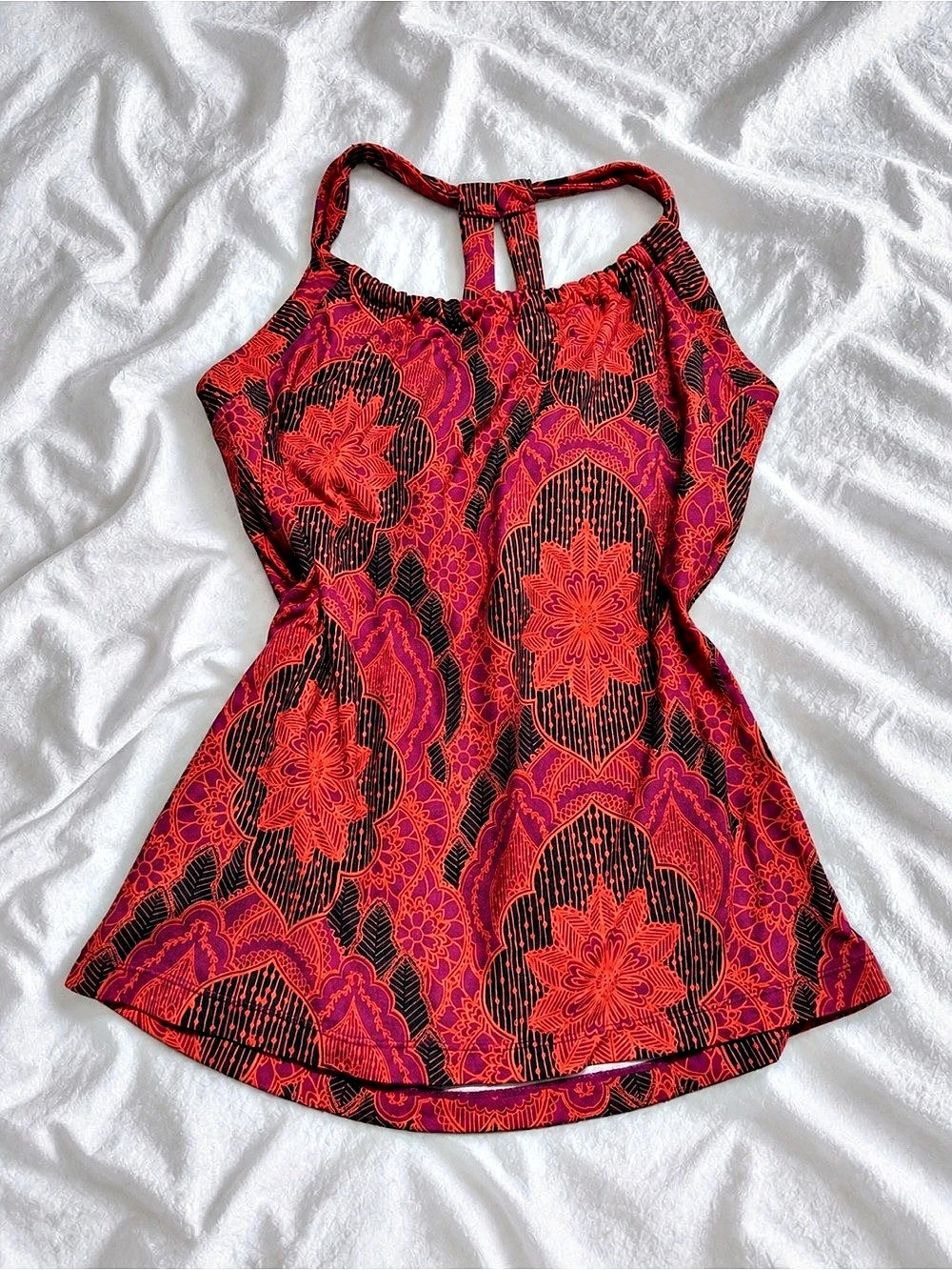 prAna Floral Tank Top in Red & Purple
